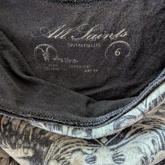 Allsaints Vintage 7 Curses Tee Gray Black Skulls Tribal Graphic Grunge Witchy 6 - Picture 10 of 12
